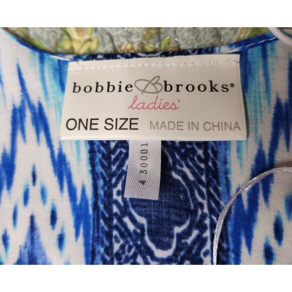Vintage Bobbie Brooks Woman's Kimono Duster Cover Up Aztec Southwest Blue Cotton - Picture 5 of 9